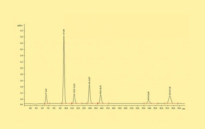 Przykładowy chromatogram rozdziału anionów